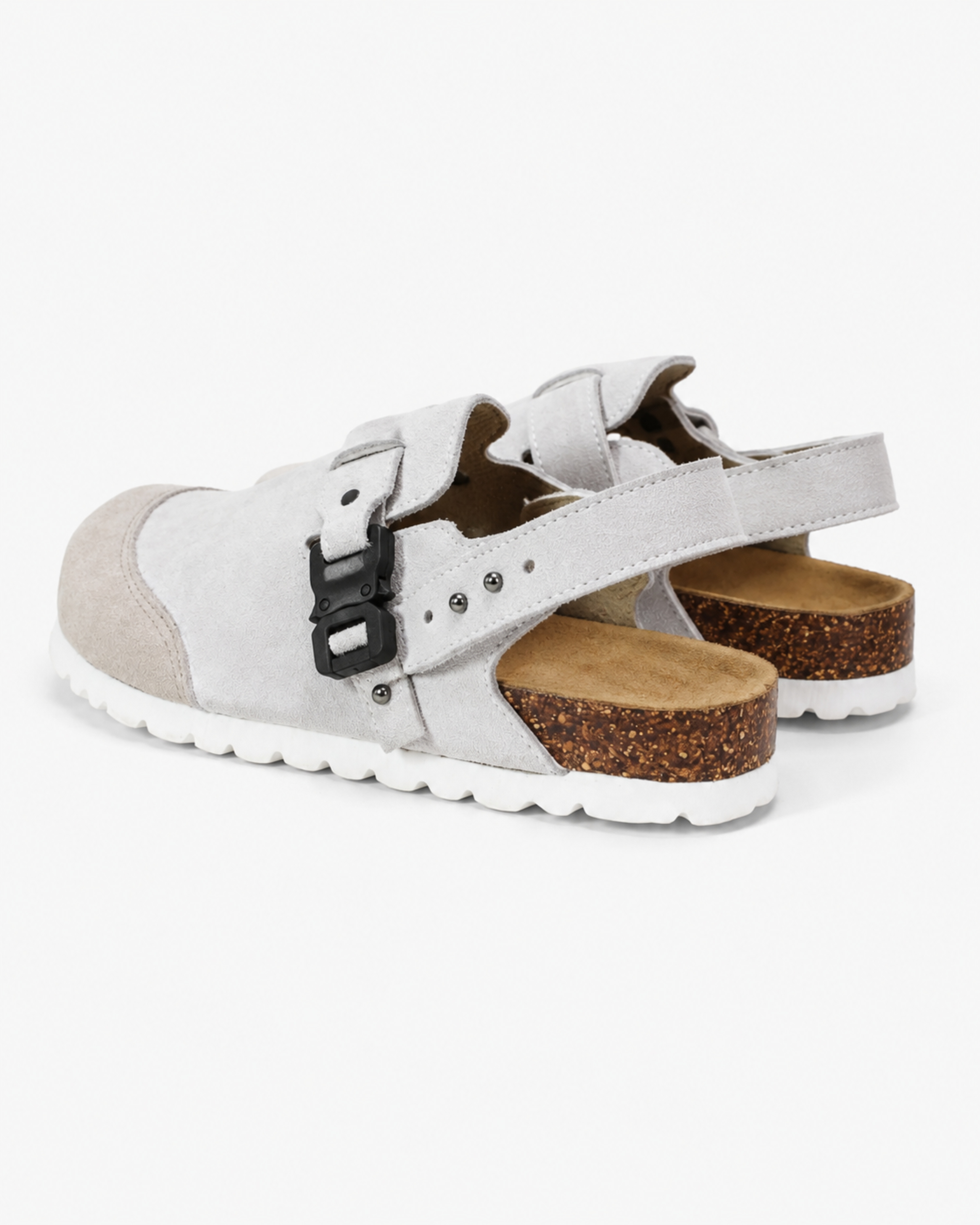 Utility Buckle Suede Mule - Grey