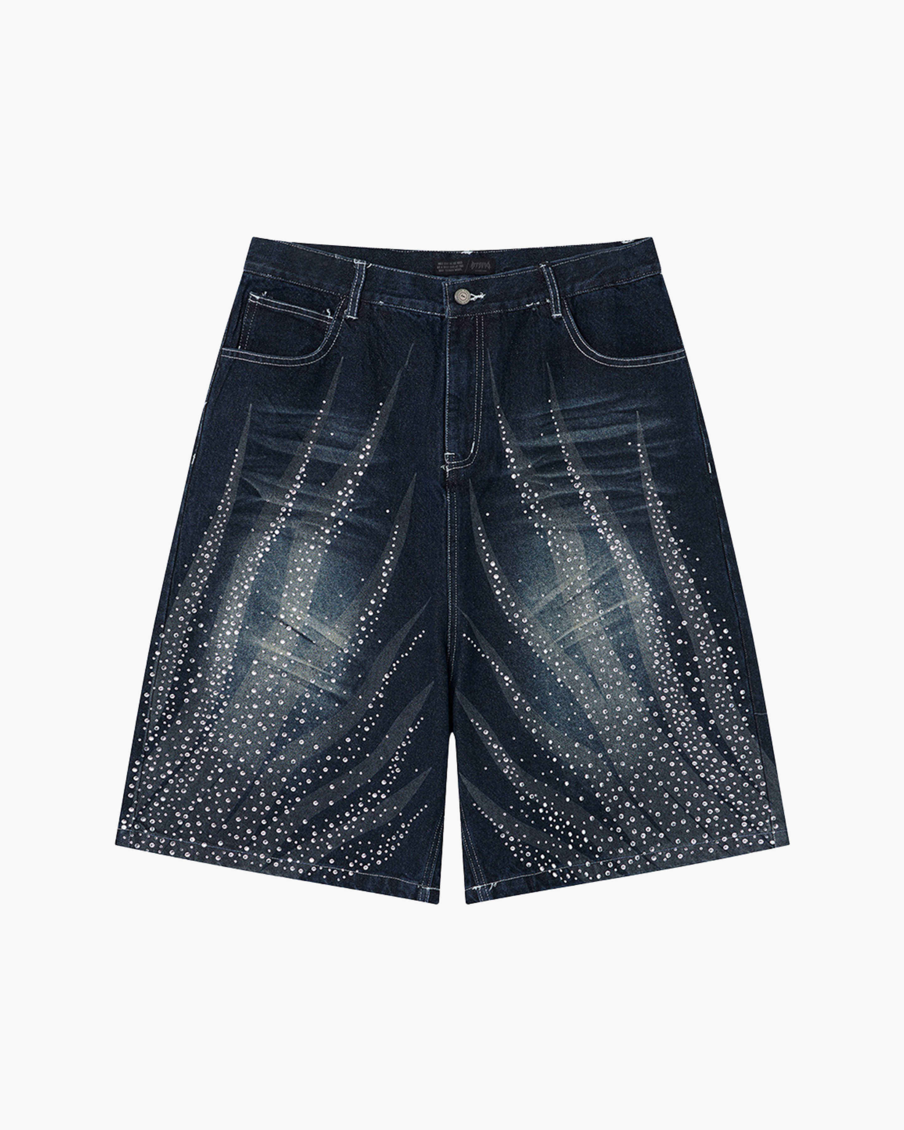 Crystal Wave Denim Shorts - Dark Blue