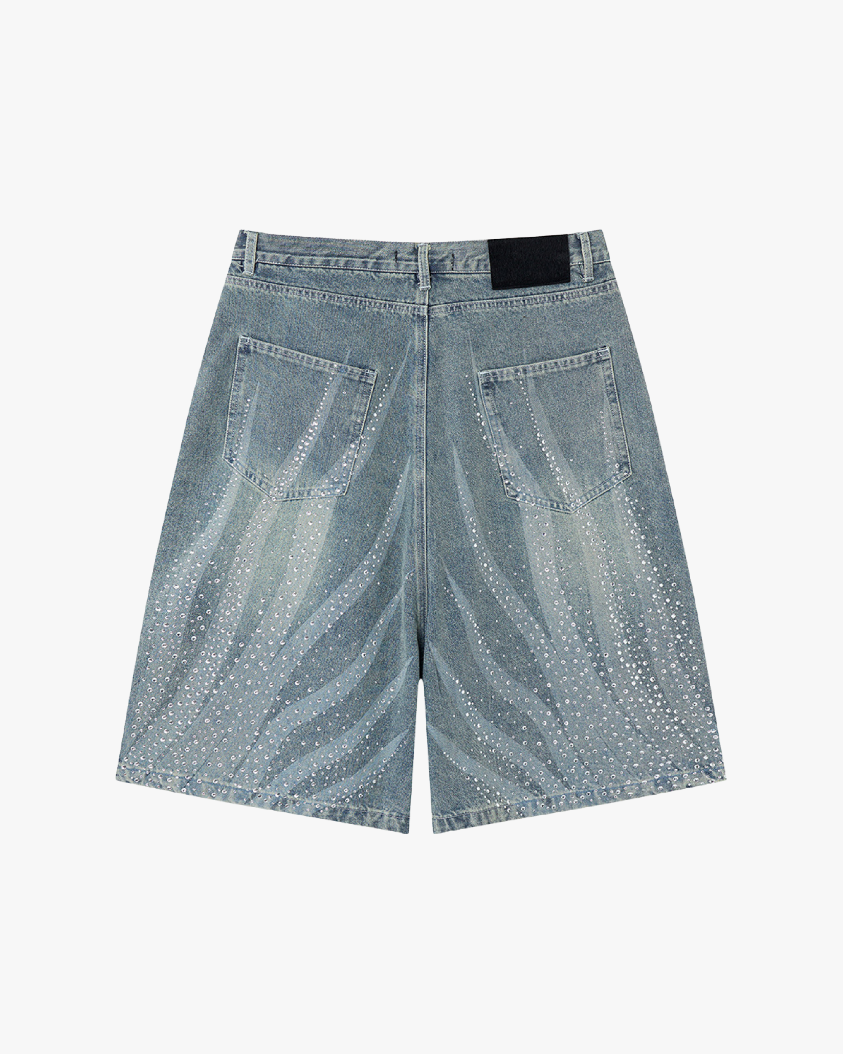 Crystal Wave Denim Shorts - Light Blue