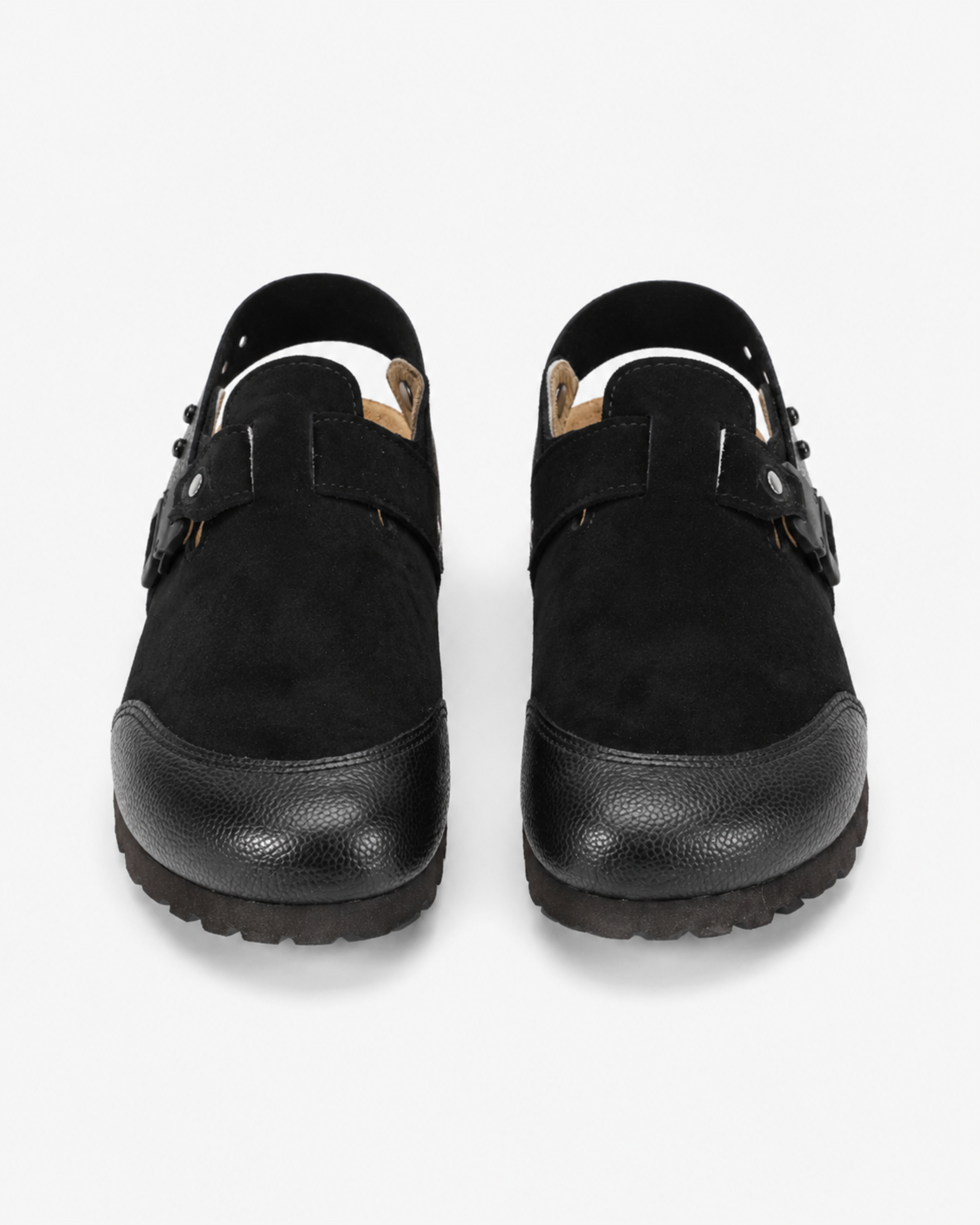 Utility Buckle Suede Mule - Black