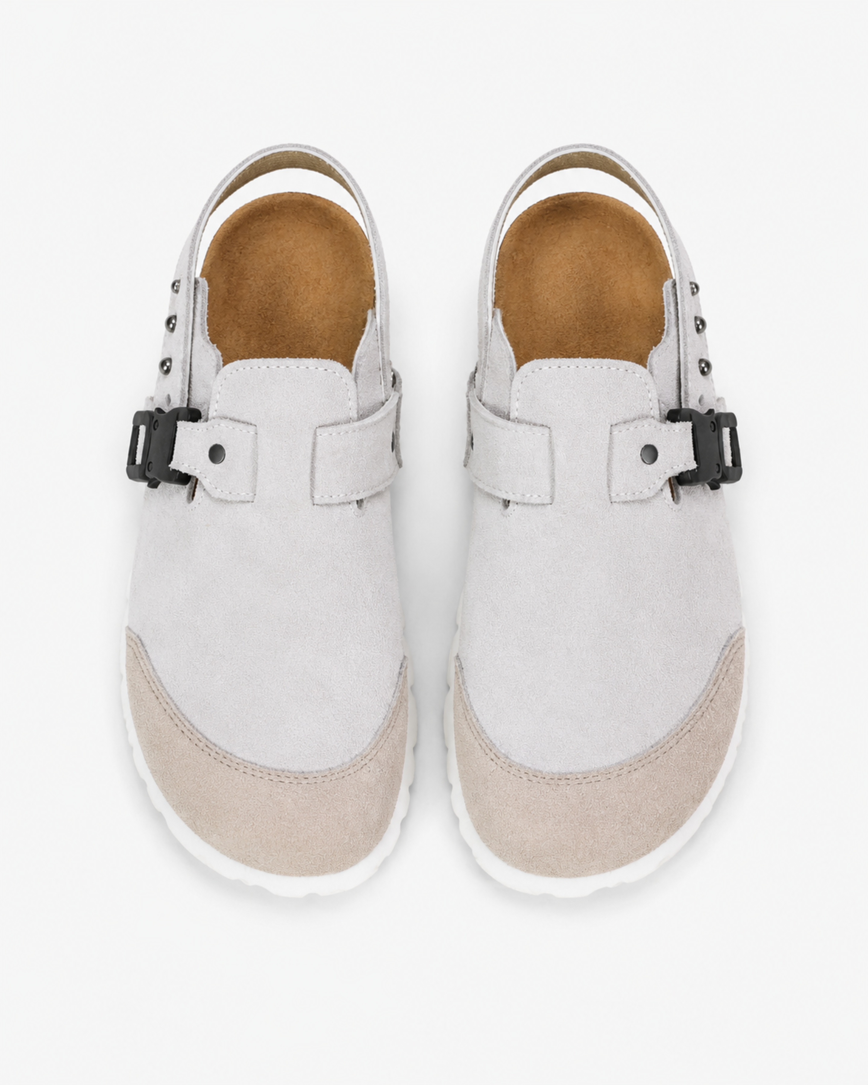 Utility Buckle Suede Mule - Grey