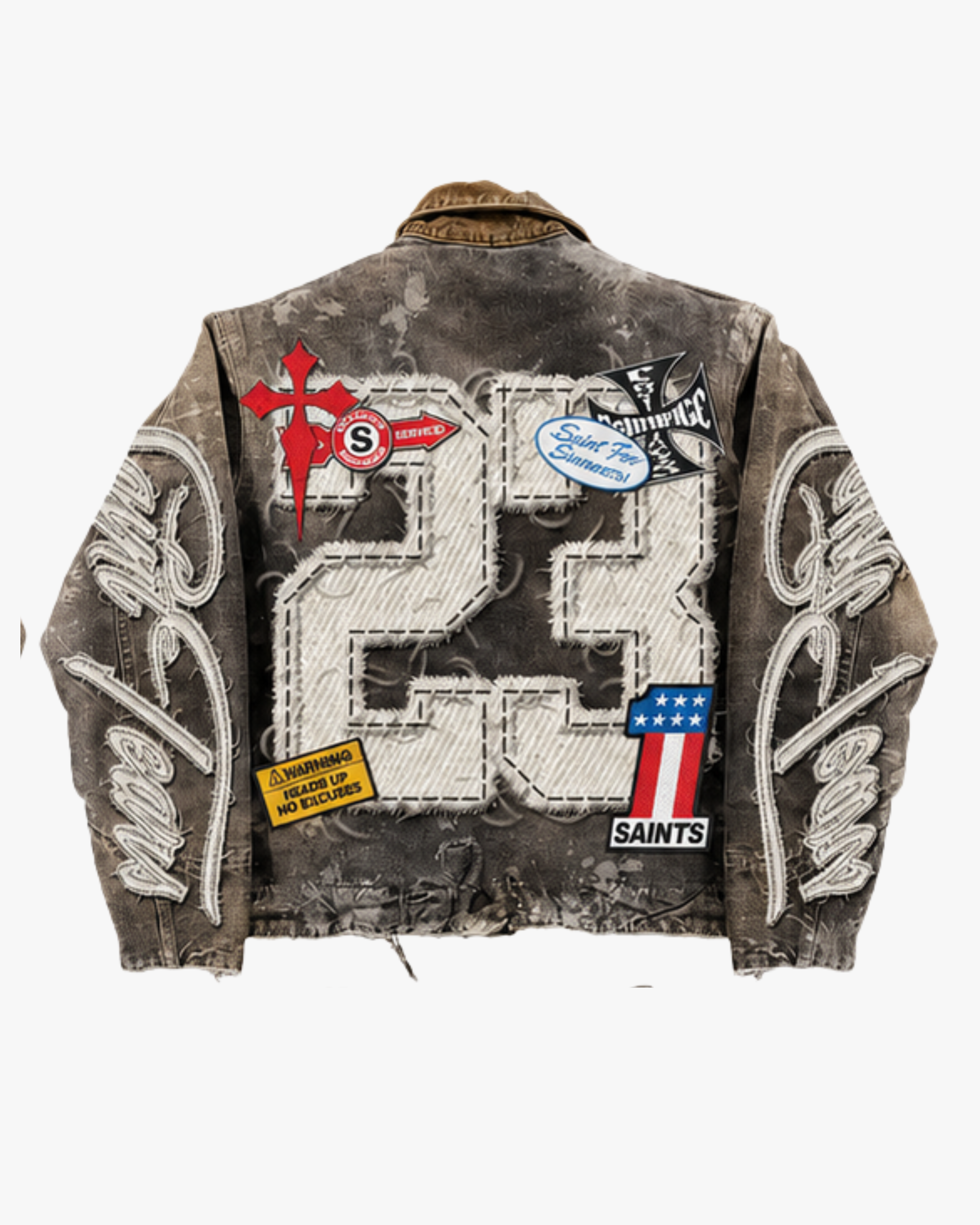 Saitage USA Washed Denim Jacket - Brown